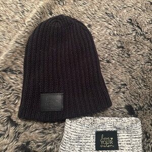 Love Your Melon Black Knit Beanie and Head Band